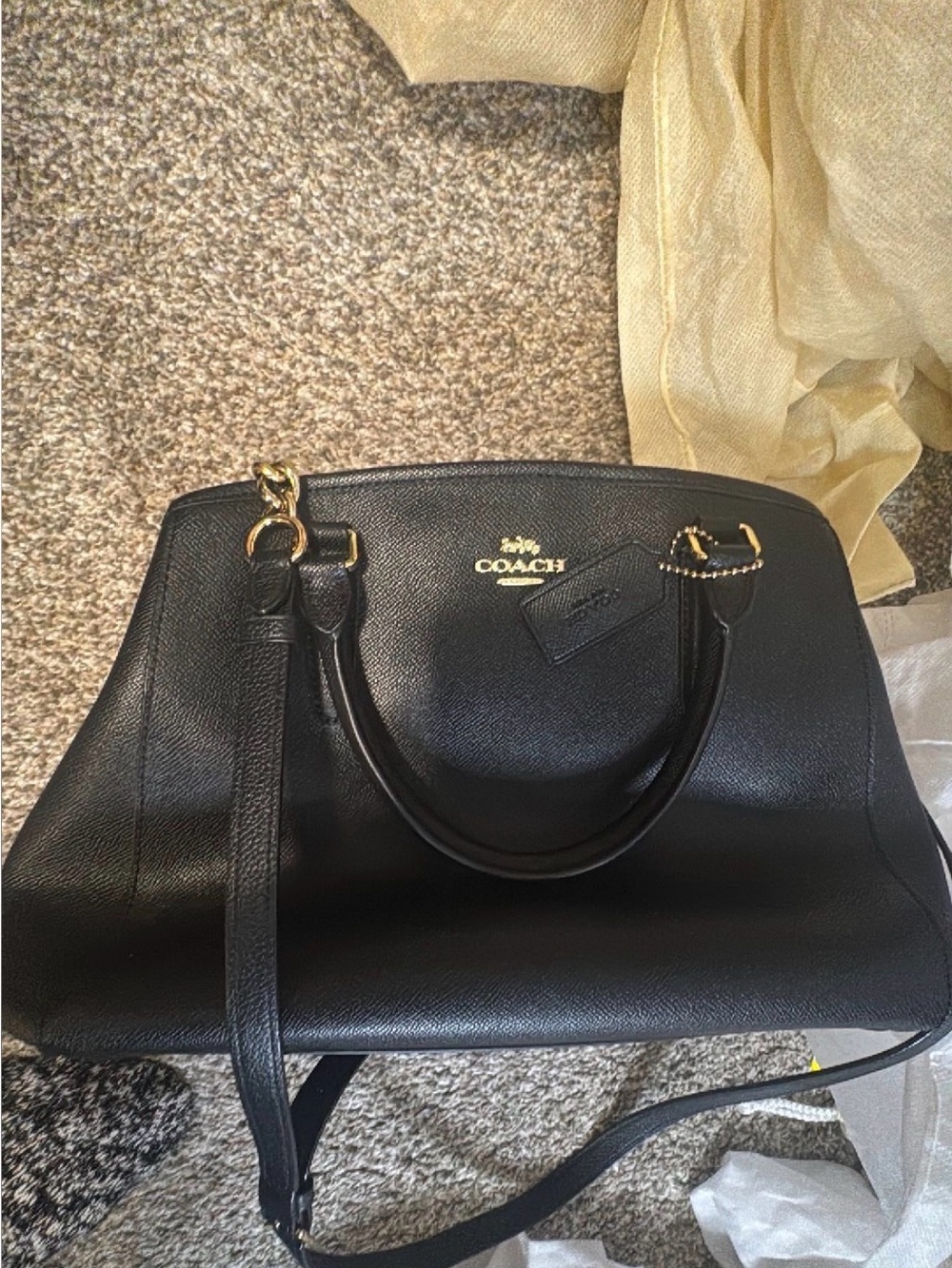 Coach Black Leather Satchel with Gold Hardware